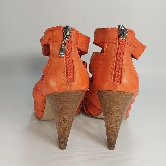 Minelli Salmon Leather Open High Heel Sandal Booties, 40 - Picture 4 of 10